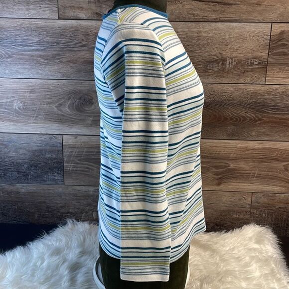 CB Casual Ladies Striped Long Sleeve Top, Size Small, Blue,White and Green - Picture 2 of 4